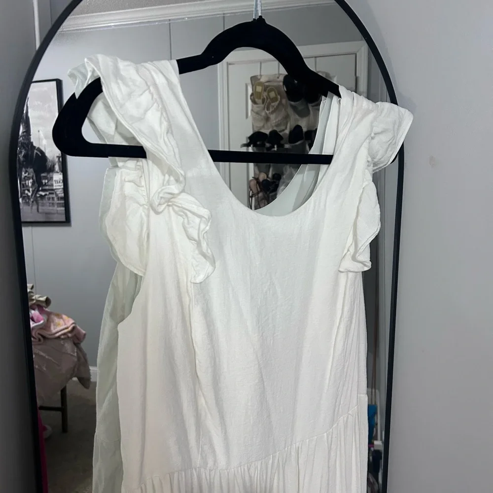 CeCe White Ruffle Sleeve Maxi Dress sz XL - Picture 4 of 11